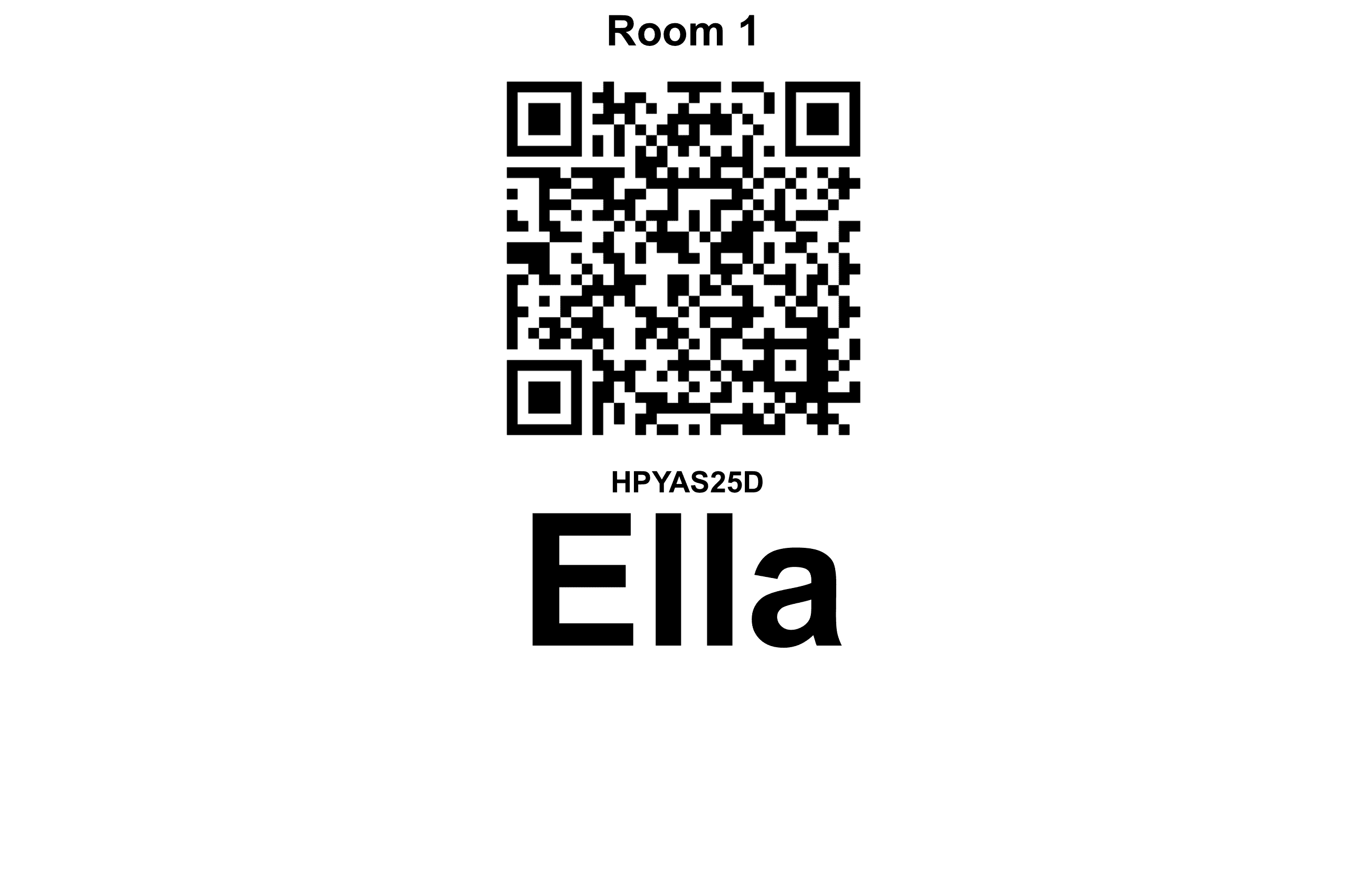 Example Heritage name card for a student