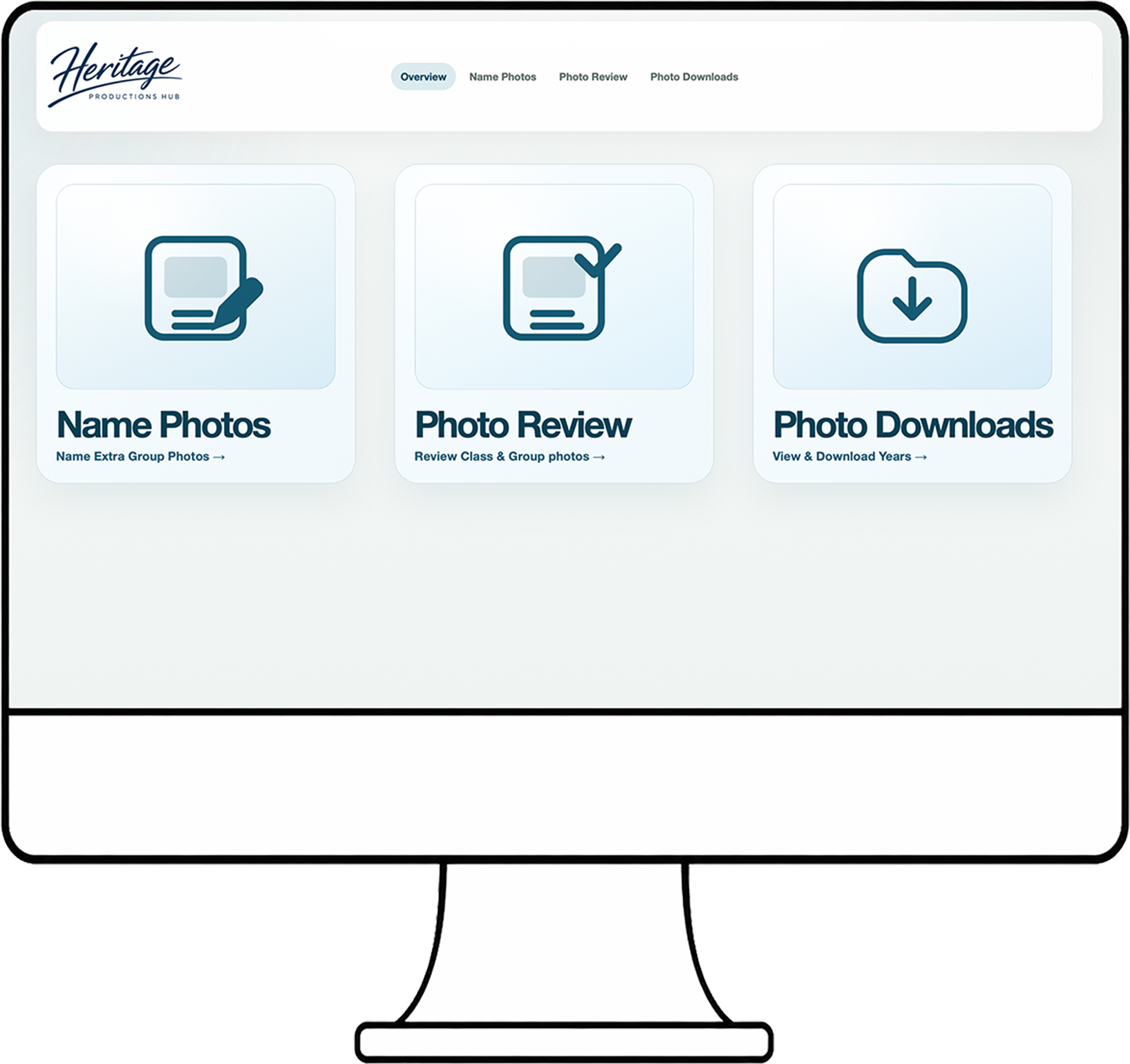 Heritage Hub shown on a desktop screen